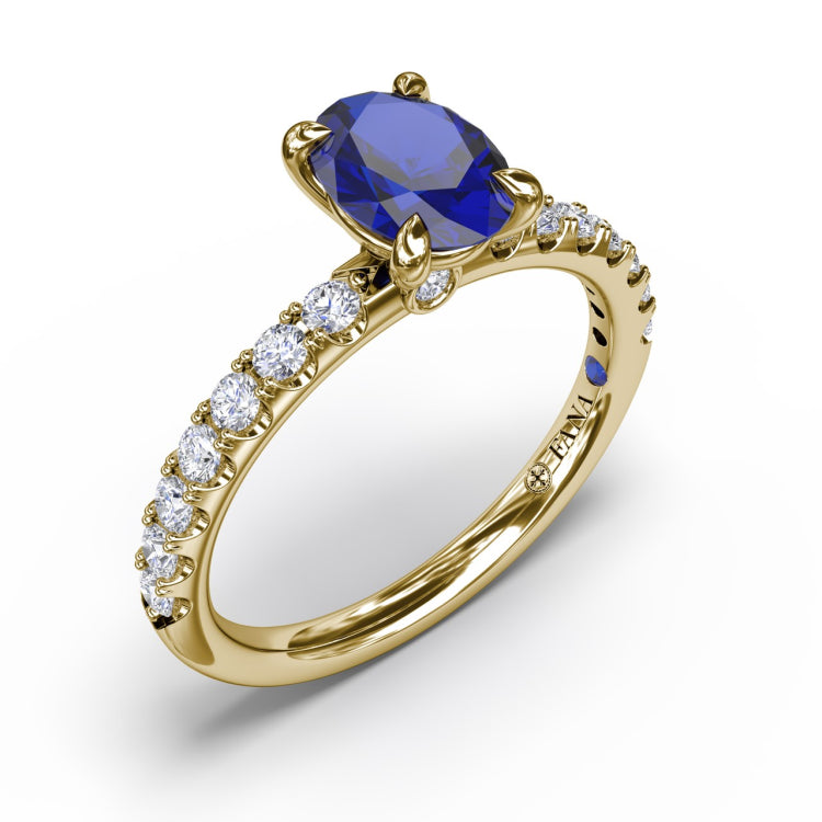 Striking Solitaire Sapphire And Diamond Ring 