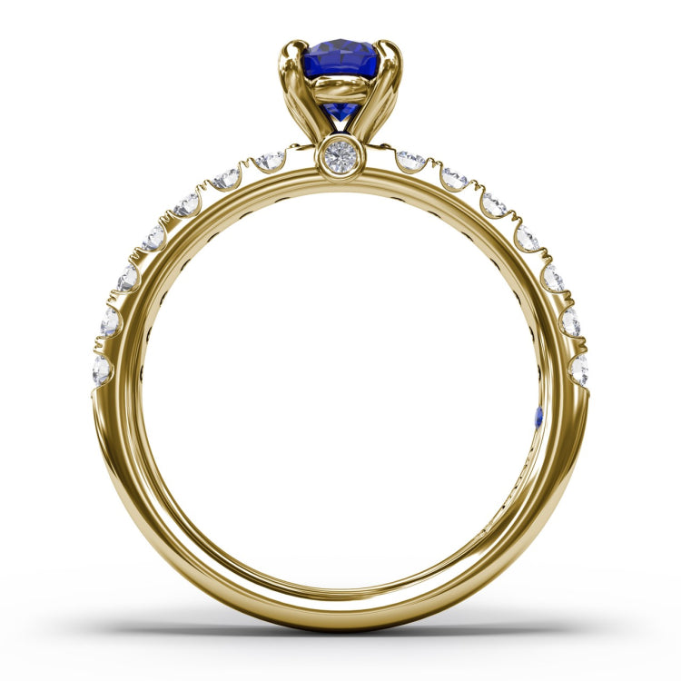 Striking Solitaire Sapphire And Diamond Ring 