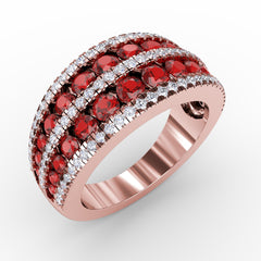 Chasing Bliss Ruby and Diamond Stacked Row Ring