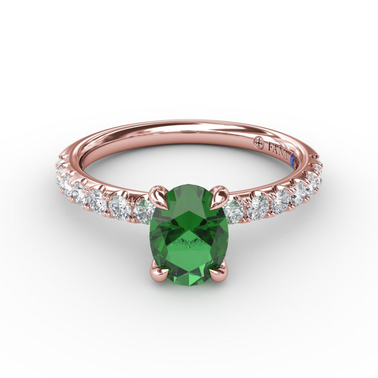 Striking Solitaire Emerald And Diamond Ring 