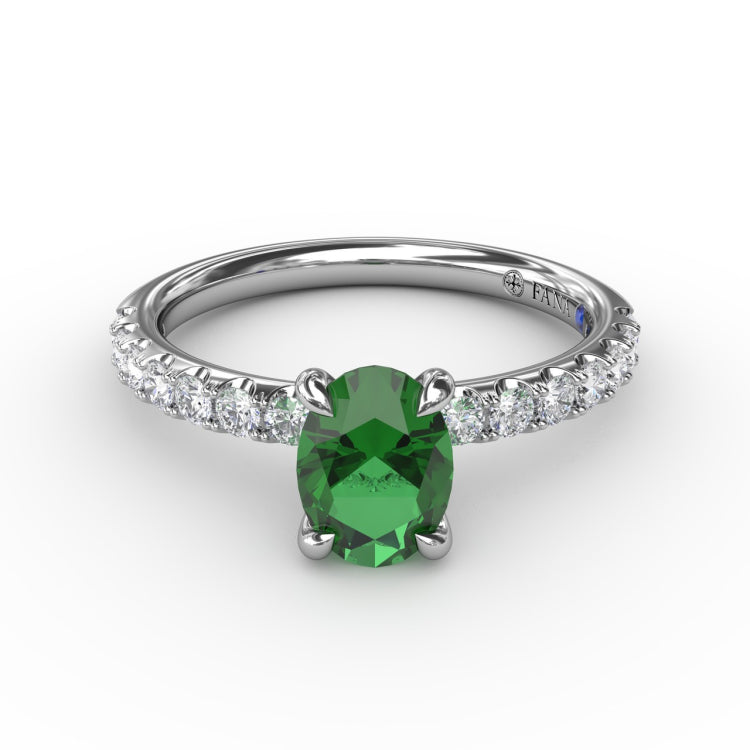 Striking Solitaire Emerald And Diamond Ring 
