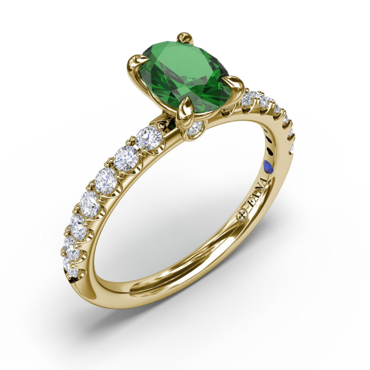 Striking Solitaire Emerald And Diamond Ring 