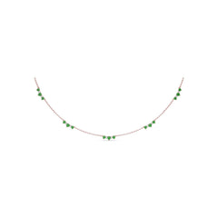 Five Stone Emerald and Diamond Station Necklace