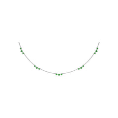 Five Stone Emerald and Diamond Station Necklace