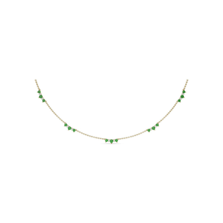 Five Stone Emerald and Diamond Station Necklace