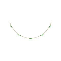 Five Stone Emerald and Diamond Station Necklace