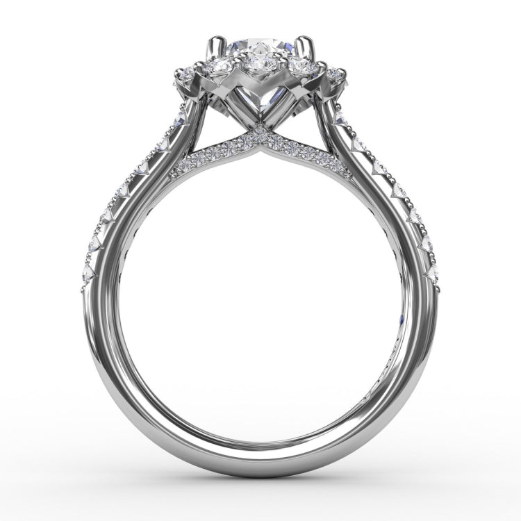 Classic Round Halo Engagement Ring 