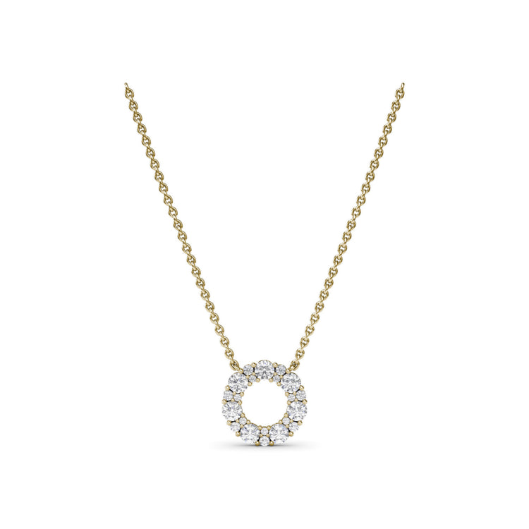 Shared Prong Diamond Circle Necklace
