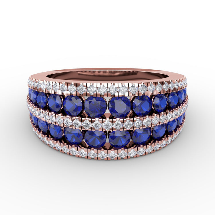 Chasing Bliss Sapphire and Diamond Stacked Row Ring