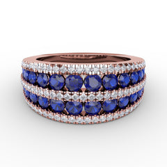 Chasing Bliss Sapphire and Diamond Stacked Row Ring
