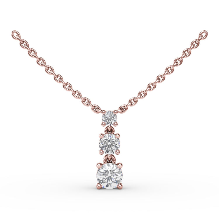 Brilliant Three Stone Drop Necklace