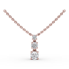 Brilliant Three Stone Drop Necklace