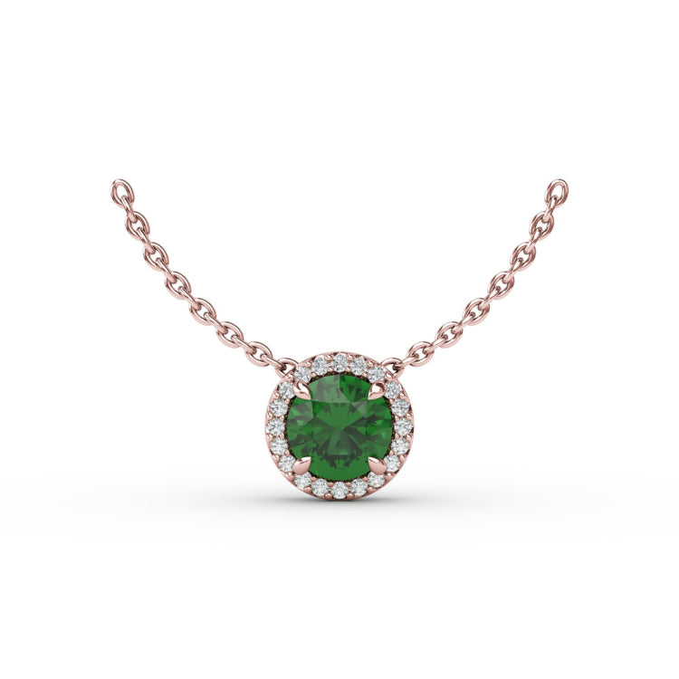 Classic Emerald and Diamond Pendant Necklace 