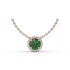 Classic Emerald and Diamond Pendant Necklace 