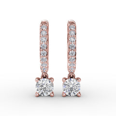 Single Diamond Drop Earrings