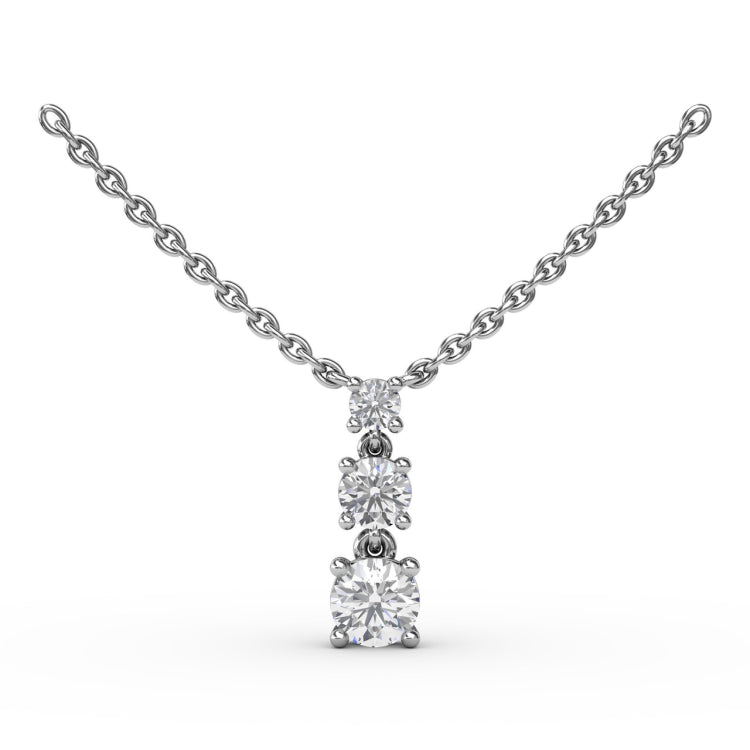 Brilliant Three Stone Drop Necklace