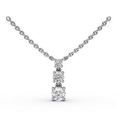 Brilliant Three Stone Drop Necklace