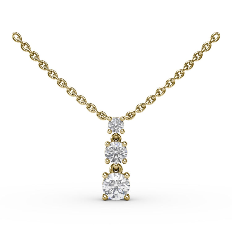 Brilliant Three Stone Drop Necklace