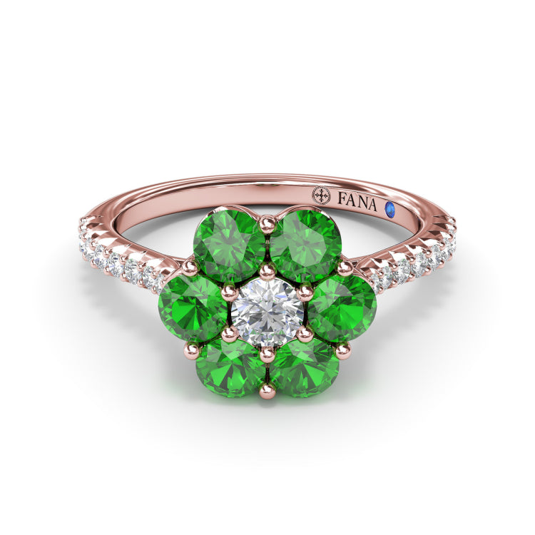Blossoming Emerald And Diamond Ring 