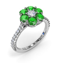 Blossoming Emerald And Diamond Ring 