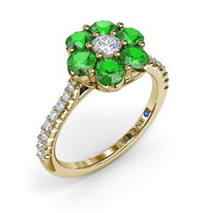 Blossoming Emerald And Diamond Ring 