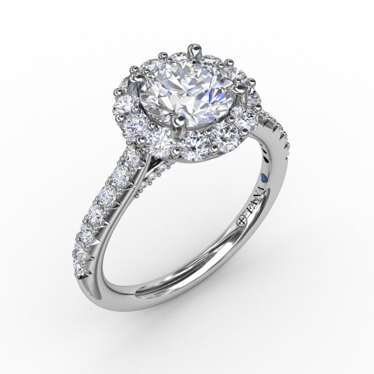 Classic Round Halo Engagement Ring 