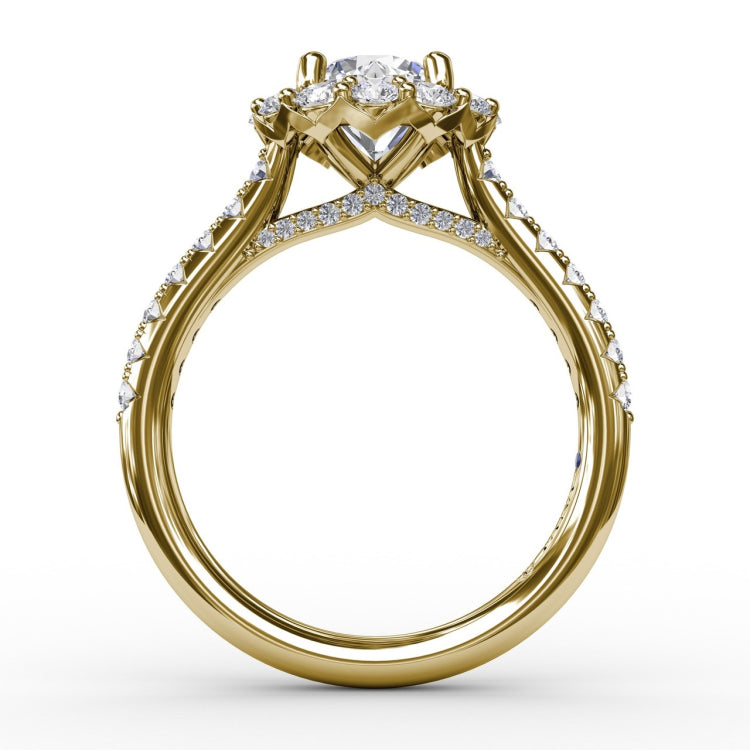 Classic Round Halo Engagement Ring 