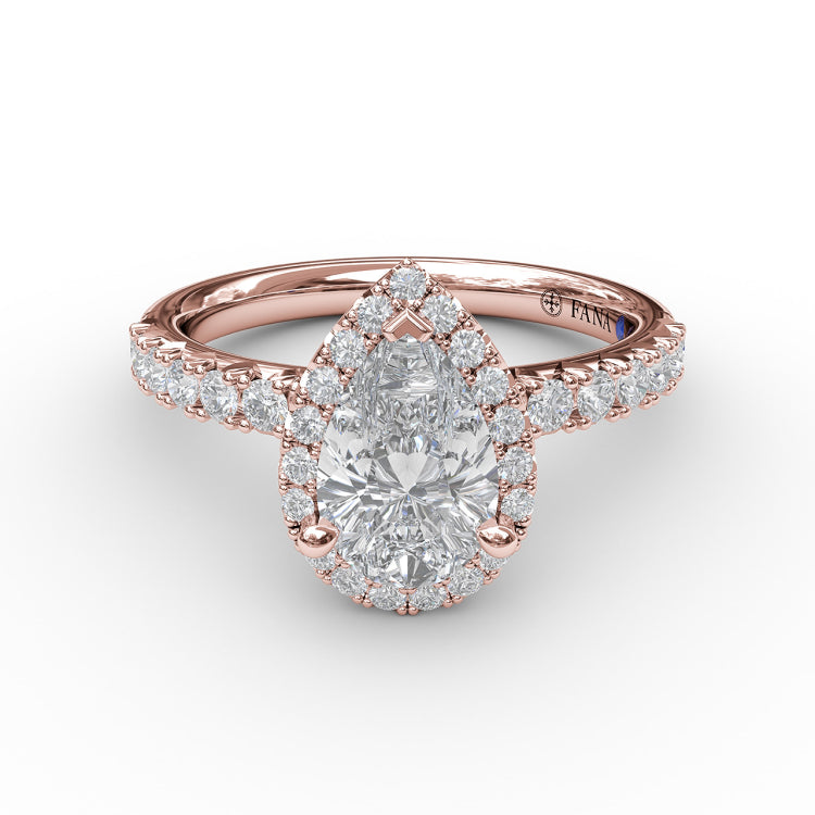Classic Diamond Halo Engagement Ring with a Gorgeous Side Profile