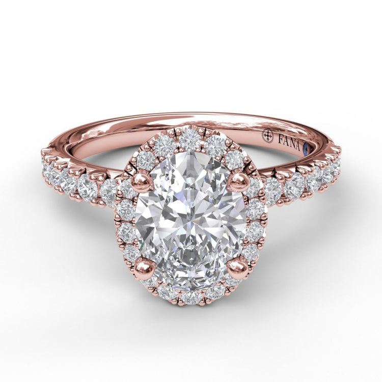 Classic Diamond Halo Engagement Ring with a Gorgeous Side Profile