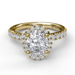 Classic Diamond Halo Engagement Ring with a Gorgeous Side Profile