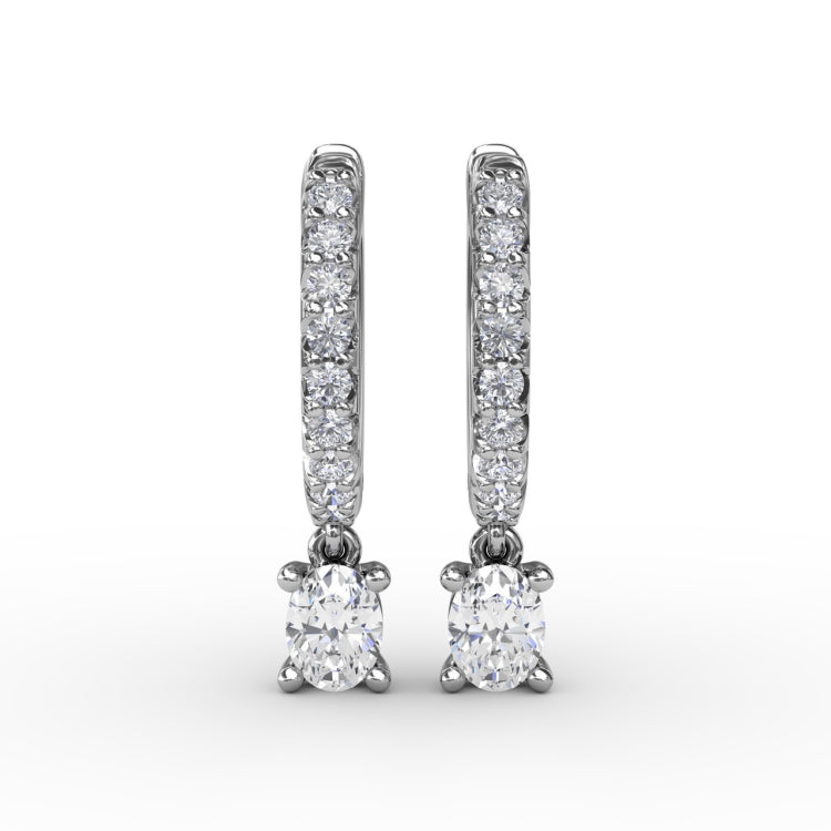 Oval Diamond Drop Earrings 