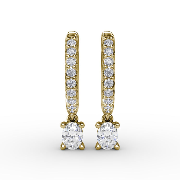 Oval Diamond Drop Earrings 