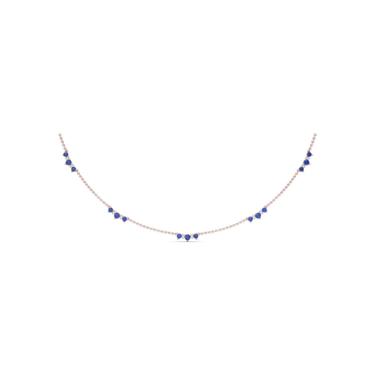 Five Stone Sapphire and Diamond Station Necklace