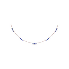 Five Stone Sapphire and Diamond Station Necklace
