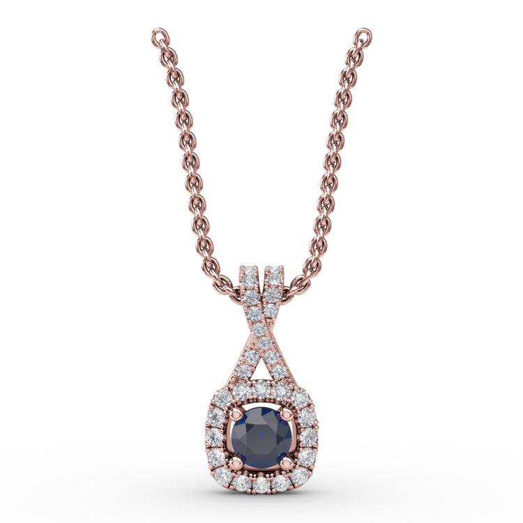 Five Stone Sapphire and Diamond Station Necklace