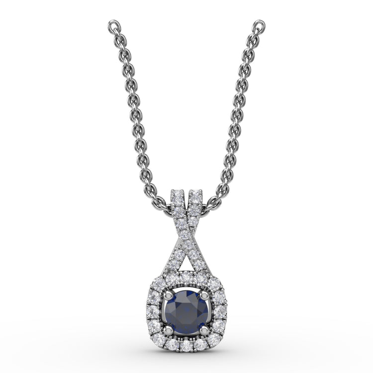 Five Stone Sapphire and Diamond Station Necklace