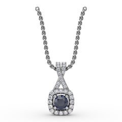 Five Stone Sapphire and Diamond Station Necklace