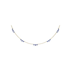 Five Stone Sapphire and Diamond Station Necklace