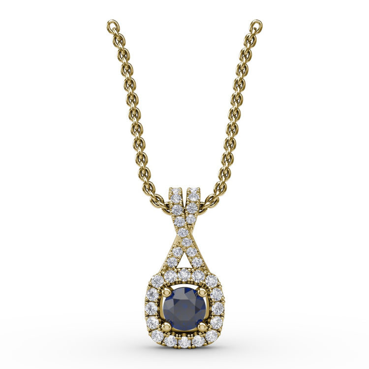 Five Stone Sapphire and Diamond Station Necklace