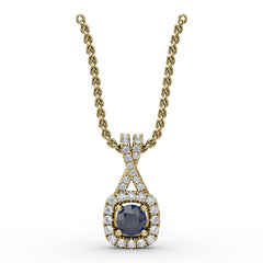 Five Stone Sapphire and Diamond Station Necklace