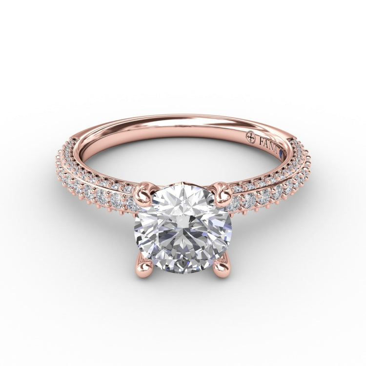 Classic Solitaire Engagement Ring With Flawless PavÃ© Band