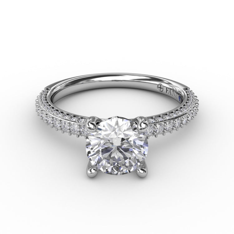 Classic Solitaire Engagement Ring With Flawless PavÃ© Band