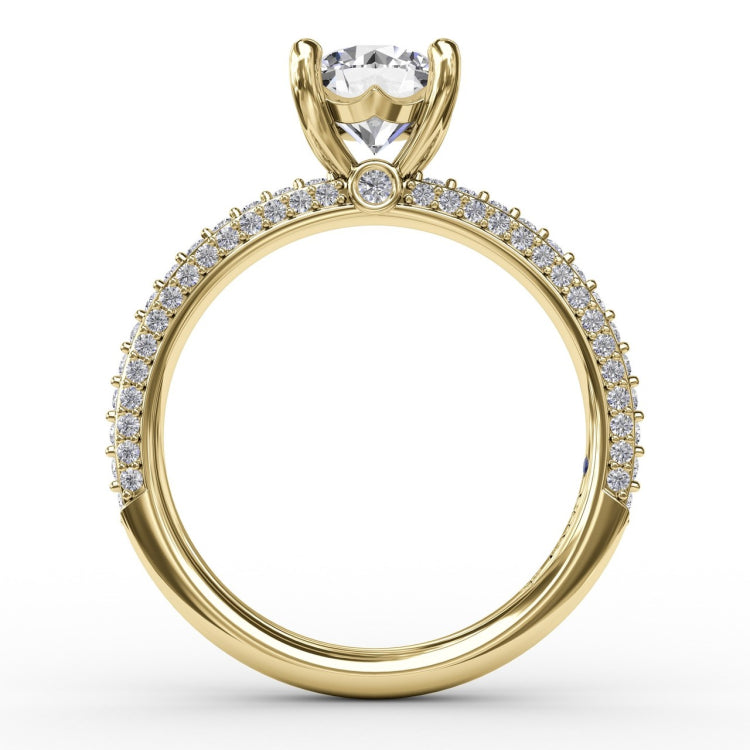 Classic Solitaire Engagement Ring With Flawless PavÃ© Band