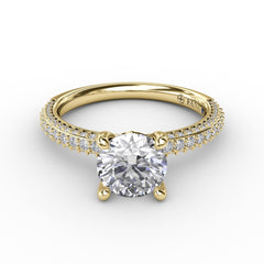 Classic Solitaire Engagement Ring With Flawless PavÃ© Band