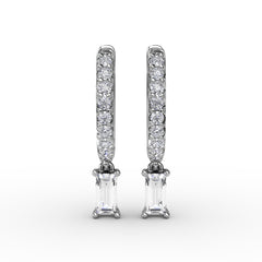 Emerald Cut Diamond Drop Earrings 