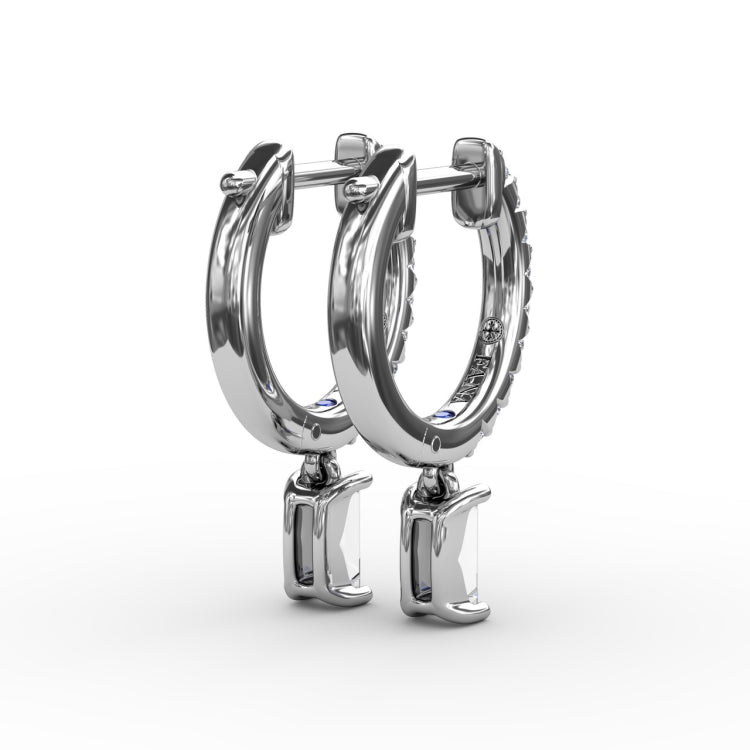 Emerald Cut Diamond Drop Earrings 