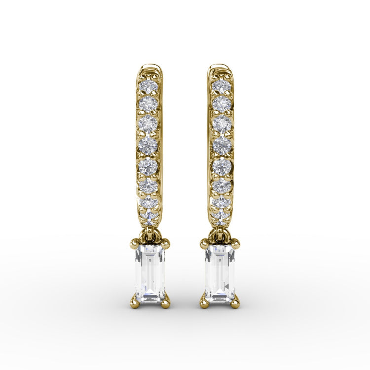 Emerald Cut Diamond Drop Earrings 