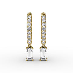 Emerald Cut Diamond Drop Earrings 