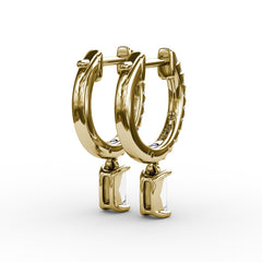 Emerald Cut Diamond Drop Earrings 