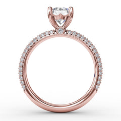Classic Solitaire Engagement Ring With Seamless PavÃ© Band